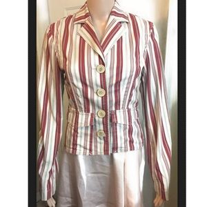 Vintage Esprit Jacket Small Red Khaki Beige Stripe